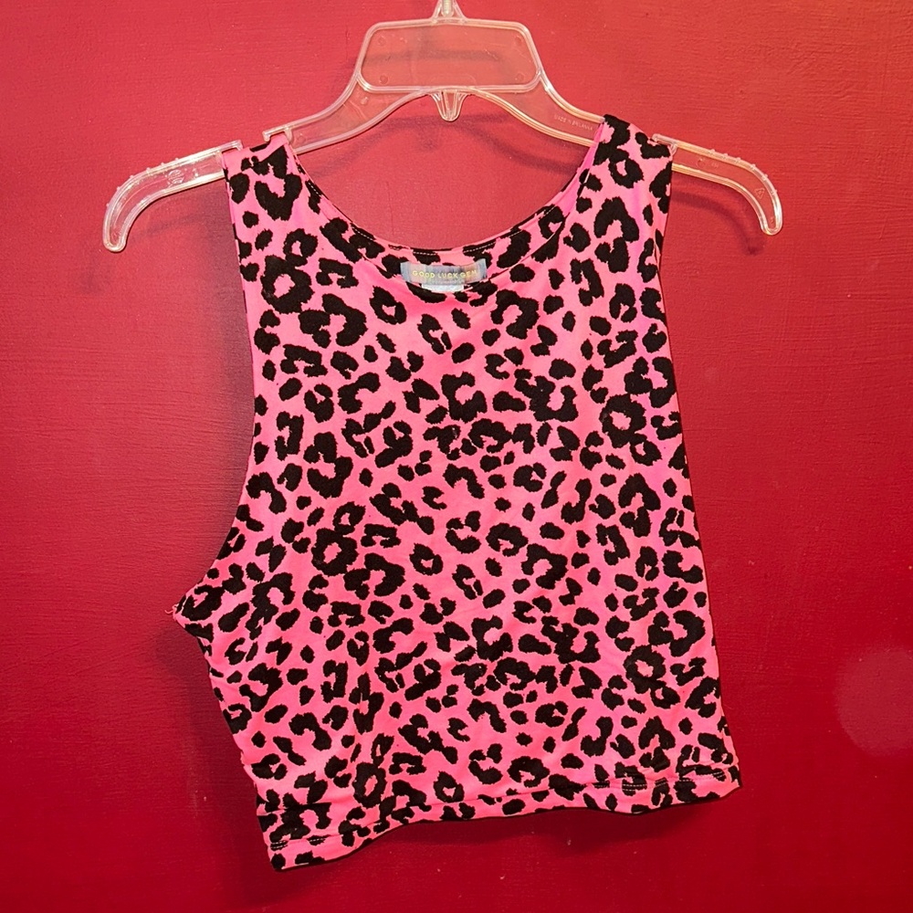 Good Luck Gem Pink and Black Leopard Tank Top